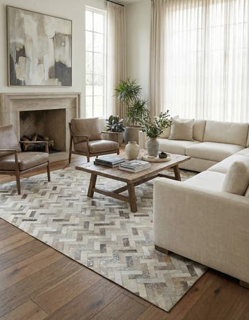 8' x 9' 10 Cowhide Leather Rug