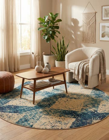 Blue Graham Round Rug