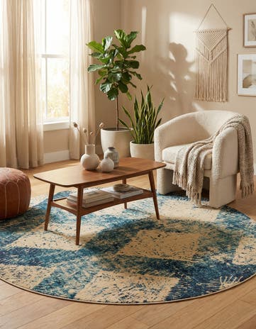 Blue Graham Round Rug