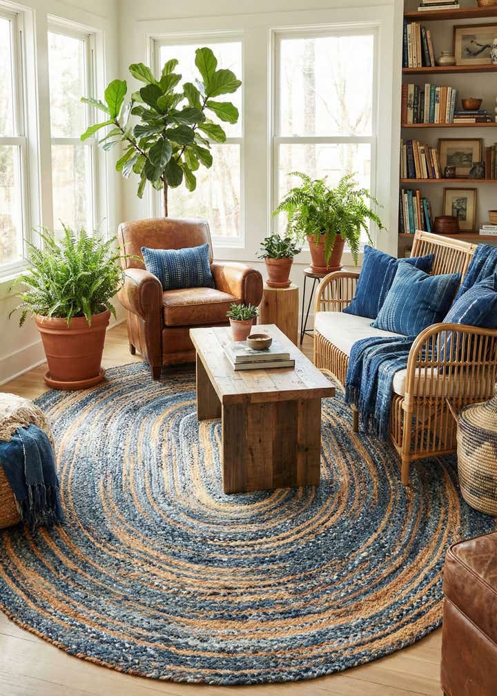 8' x 10' Handmade Braided Chindi Oval Rug