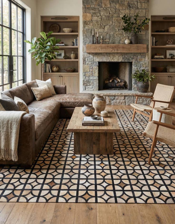 Detail image of  8' 2 x 10' Cowhide Leather Rug