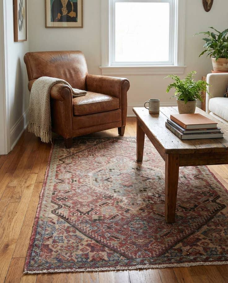 Detail image of 3' 4 x 4' 9 Hand Knotted Ultra Vintage Persian Wool Rug