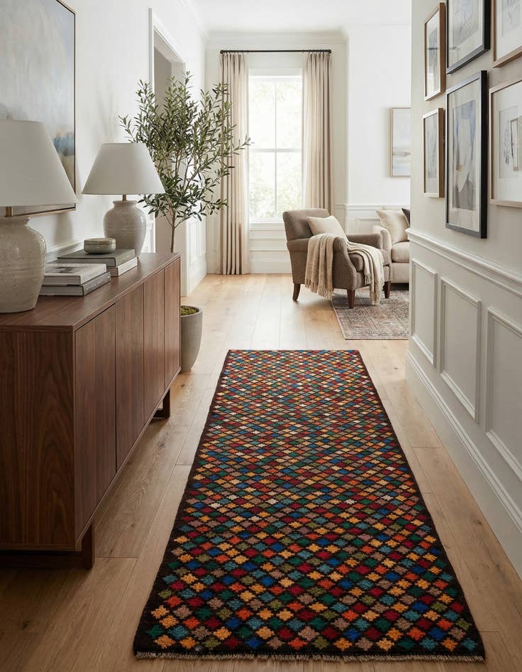 Detail image of  2' 8 x 9' 8  Hand Knotted Balouch Wool Runner Rug