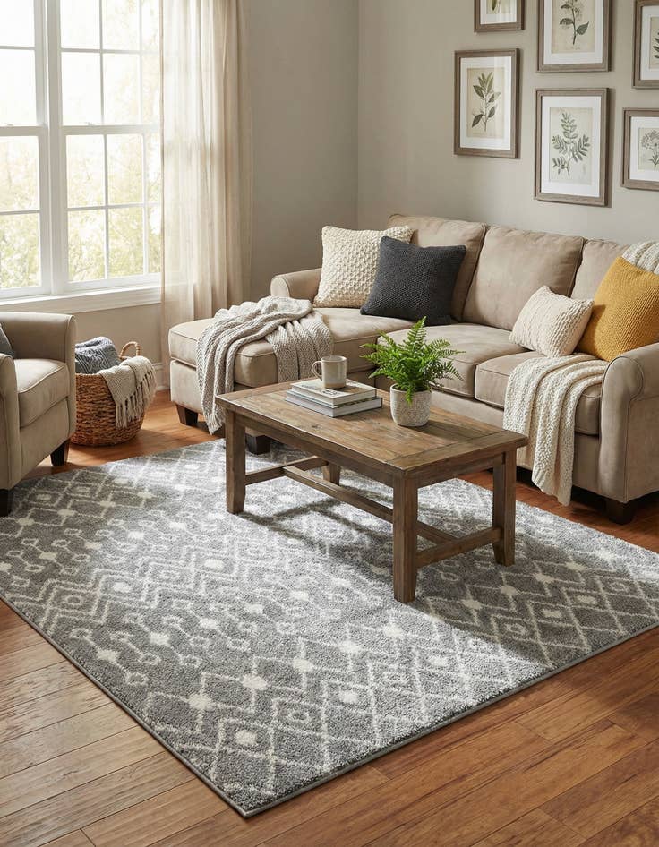 Detail image of  5' 3 x 5' 3 Moroccan Trellis Square Rug