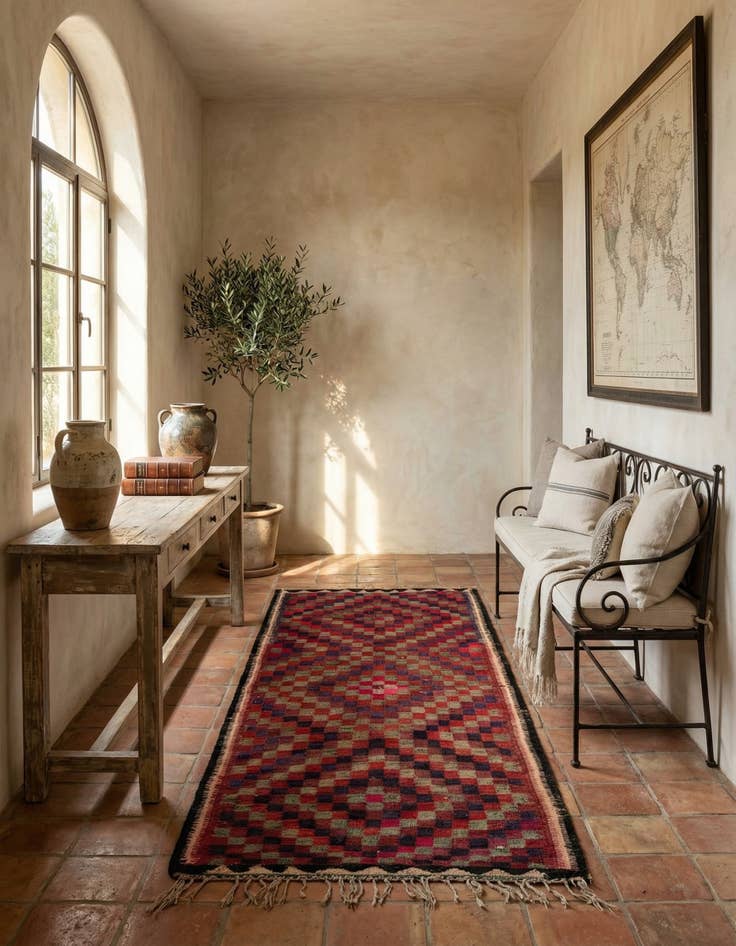 Detail image of 4' 6 x 9' 9  Hand Woven Kilim Fars Wool Runner Rug