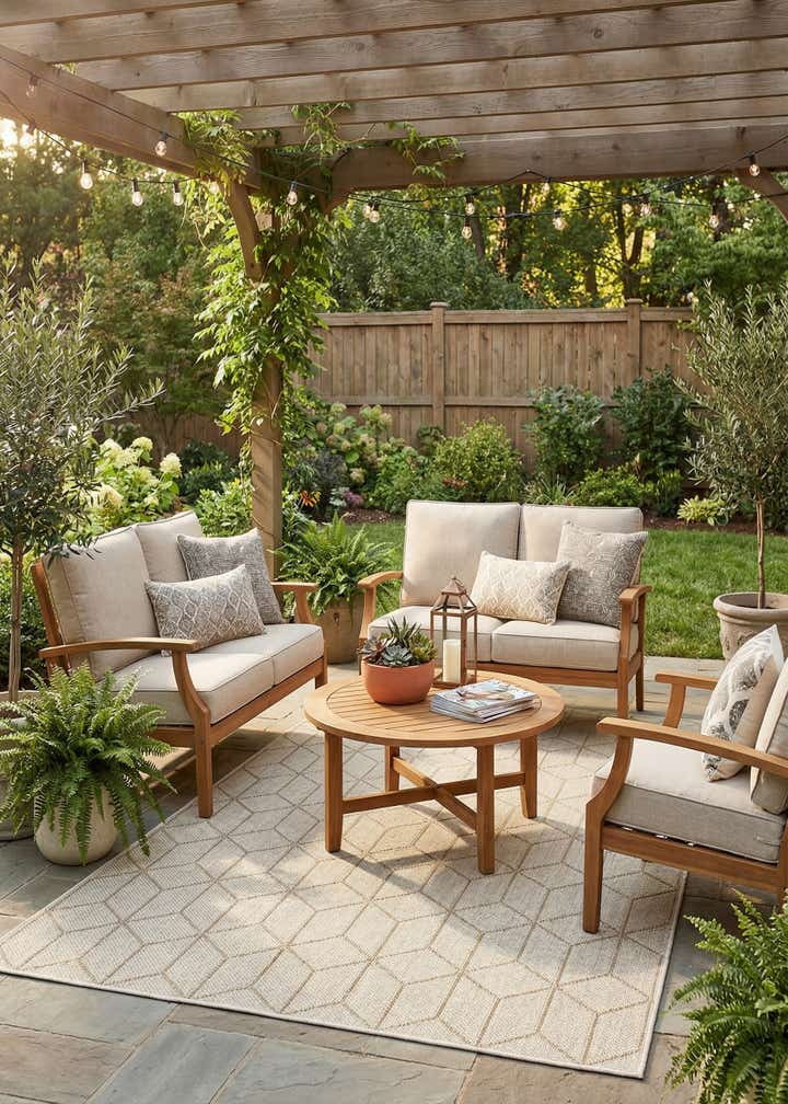 5' 3 x 8' Easy-Clean Lattice Indoor / Outdoor Rug