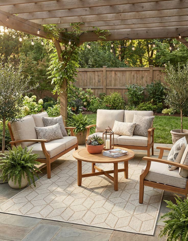 Detail image of 5' 3 x 8' Easy-Clean Lattice Indoor / Outdoor Rug