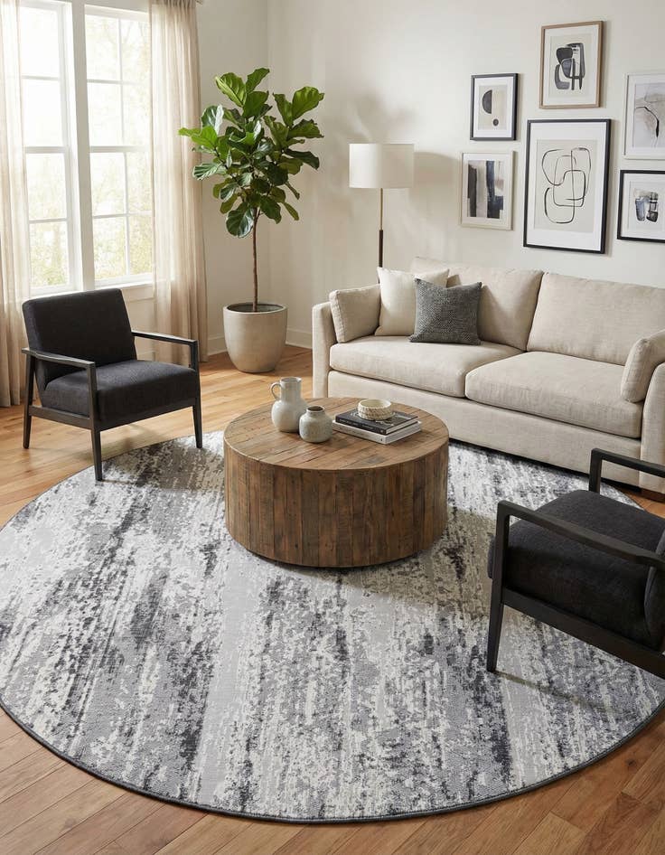 Detail image of  10' x 10'  Washable Modern Indoor / Outdoor Round Rug