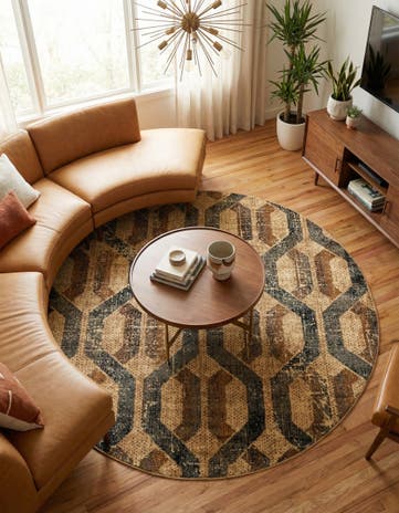 Beige Cream Saturn Round Rug