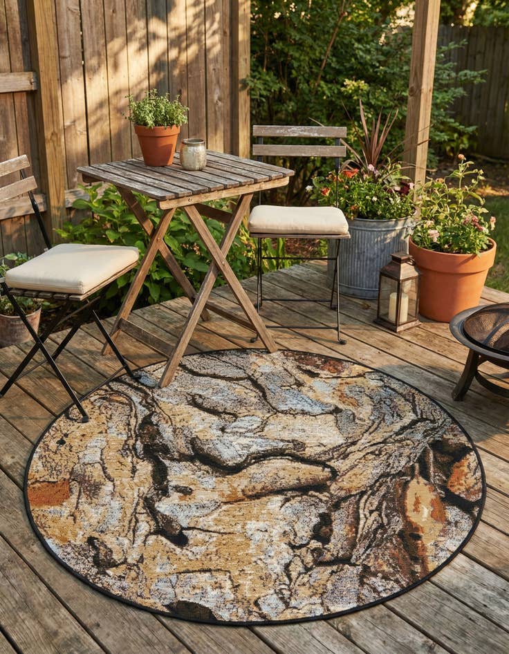 Detail image of 3' x 3'  Washable Modern Indoor / Outdoor Round Rug