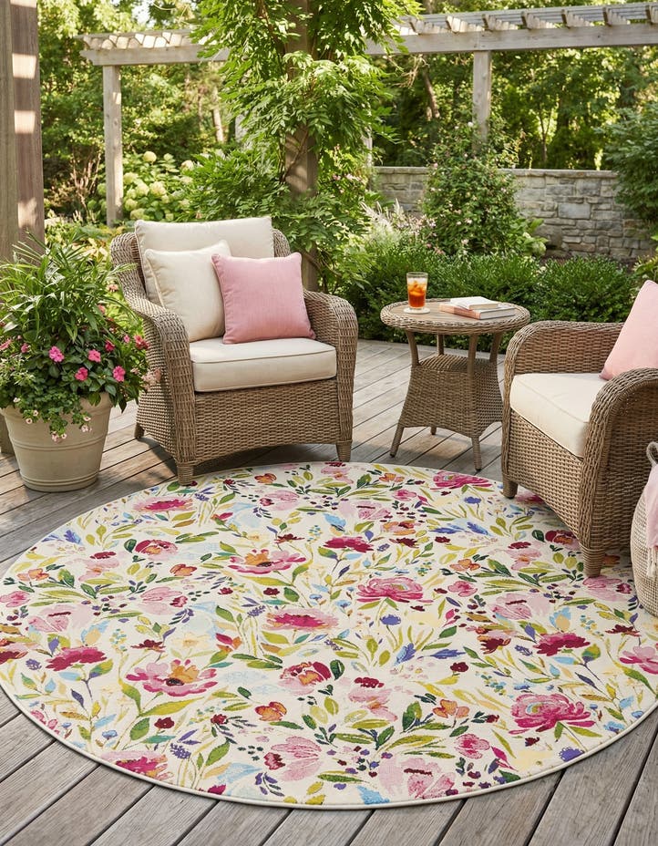 7' 10 x 7' 10 Easy-Clean Botanical Indoor / Outd...