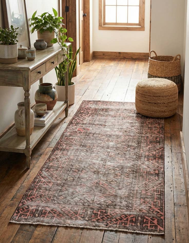 Detail image of 3' 4 x 7' Hand Knotted Ultra Vintage Persian Wool Runner Rug