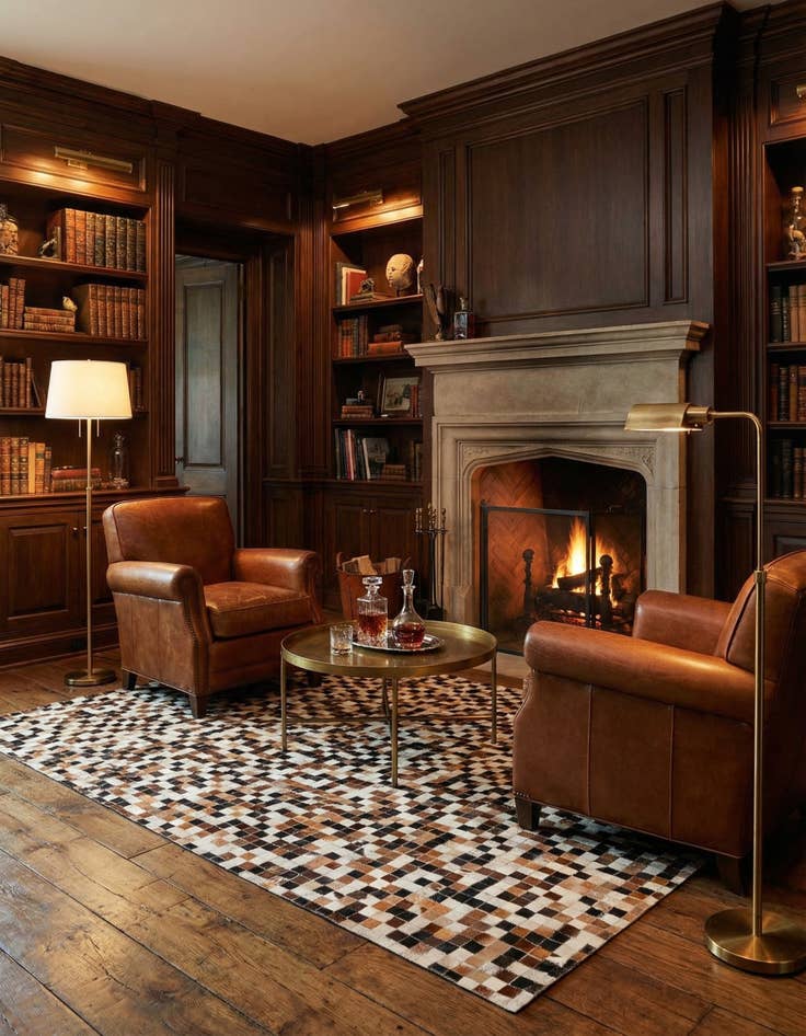 Detail image of 5' 5 x 7' 5 Cowhide Stocks Rug