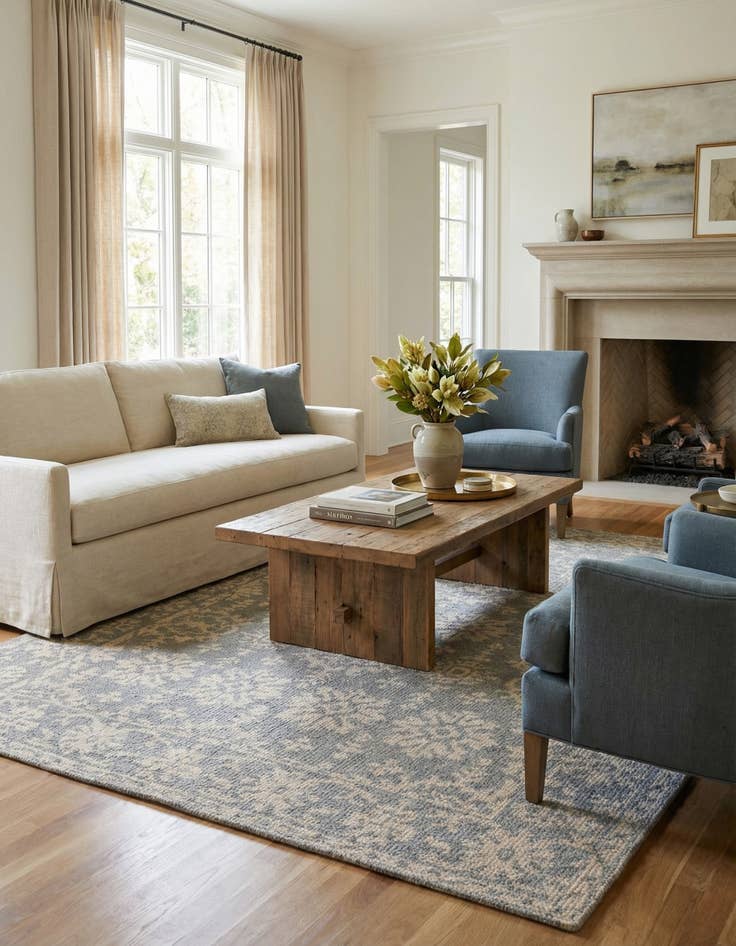 Detail image of 5' x 6' 9  Hand Knotted Luna Wool Rug