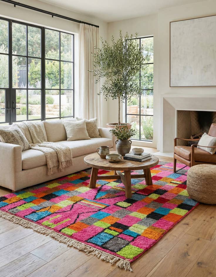 Detail image of 4' 10 x 8' 9  Hand Knotted Moroccan Wool Rug