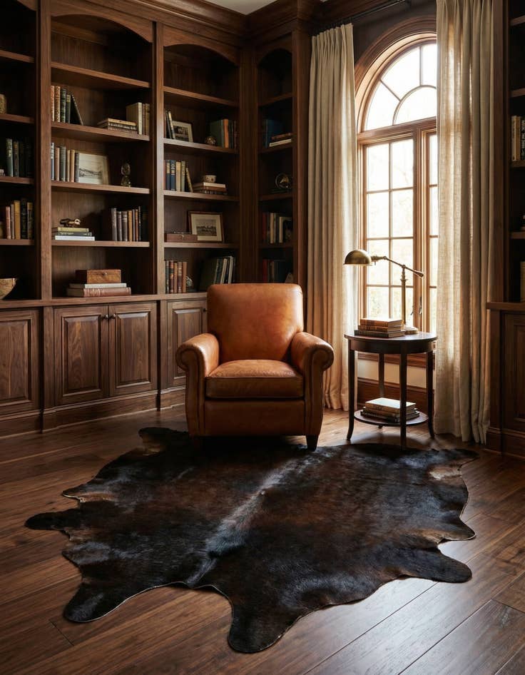 Detail image of 4' 9 x 5' Cowhide Leather Freeform Rug