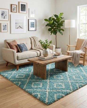  5' 3 x 5' 3 Lattice Shag Square Rug