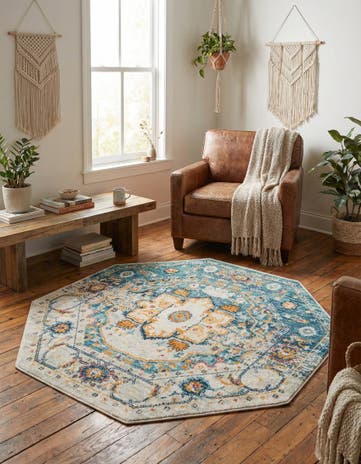Teal Madeline Vintage Octagon Rug
