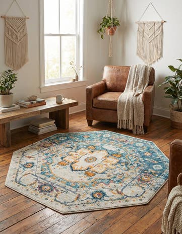 Teal Madeline Vintage Octagon Rug