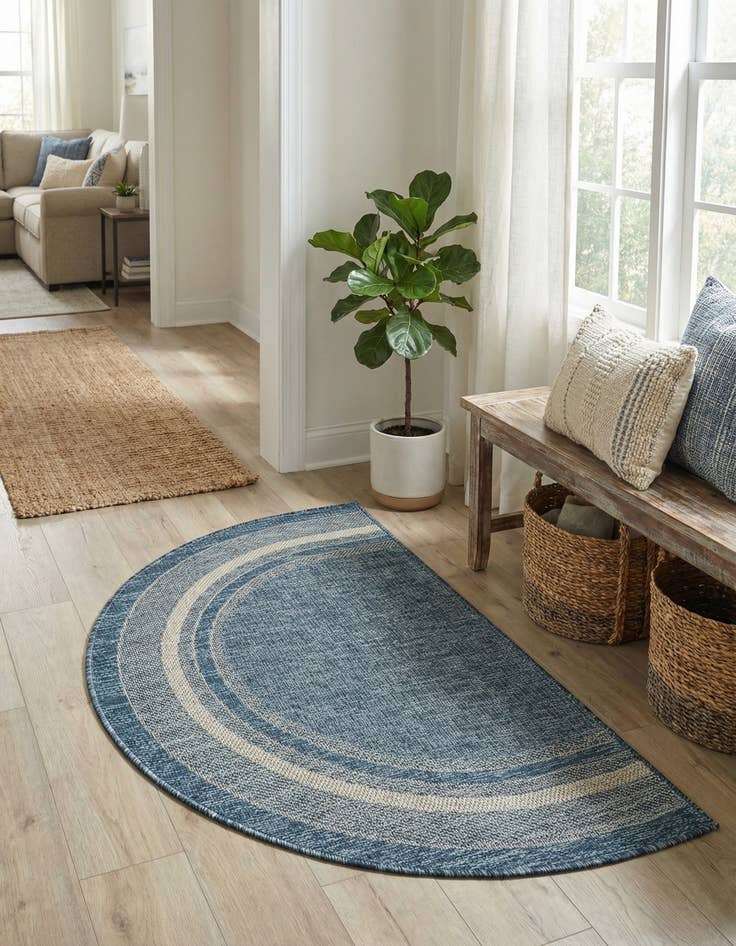 Detail image of 2' 7 x 4'  Washable Border Indoor / Outdoor Hearth Rug