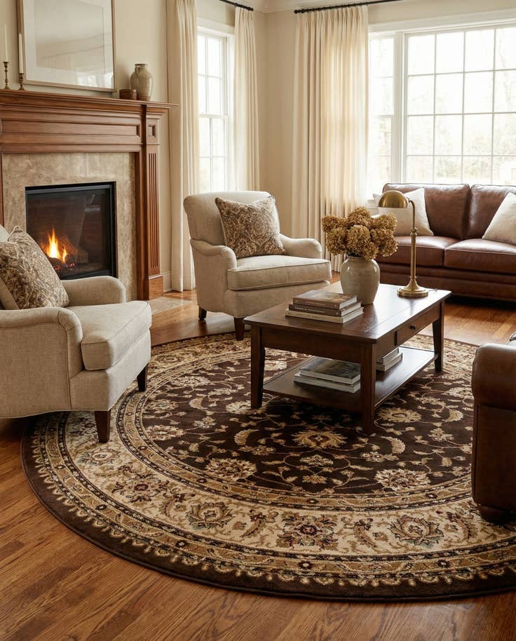 Brown 10' x 10' Aditi Round Rug | Rugs.com