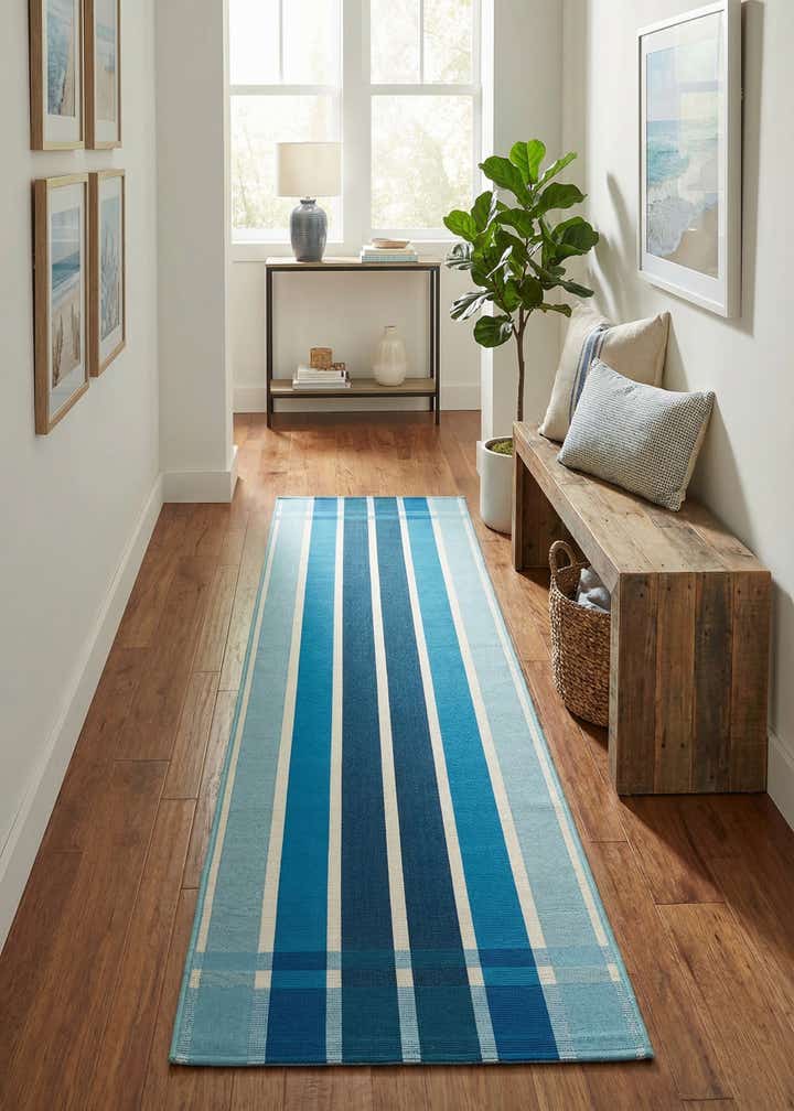2' x 8' Easy-Clean Striped Indoor / Outdoor Runner Rug