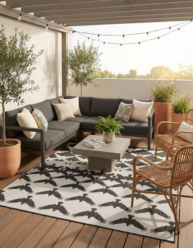 Detail image of  7' 10 x 7' 10  Washable Modern Indoor / Outdoor Square Rug