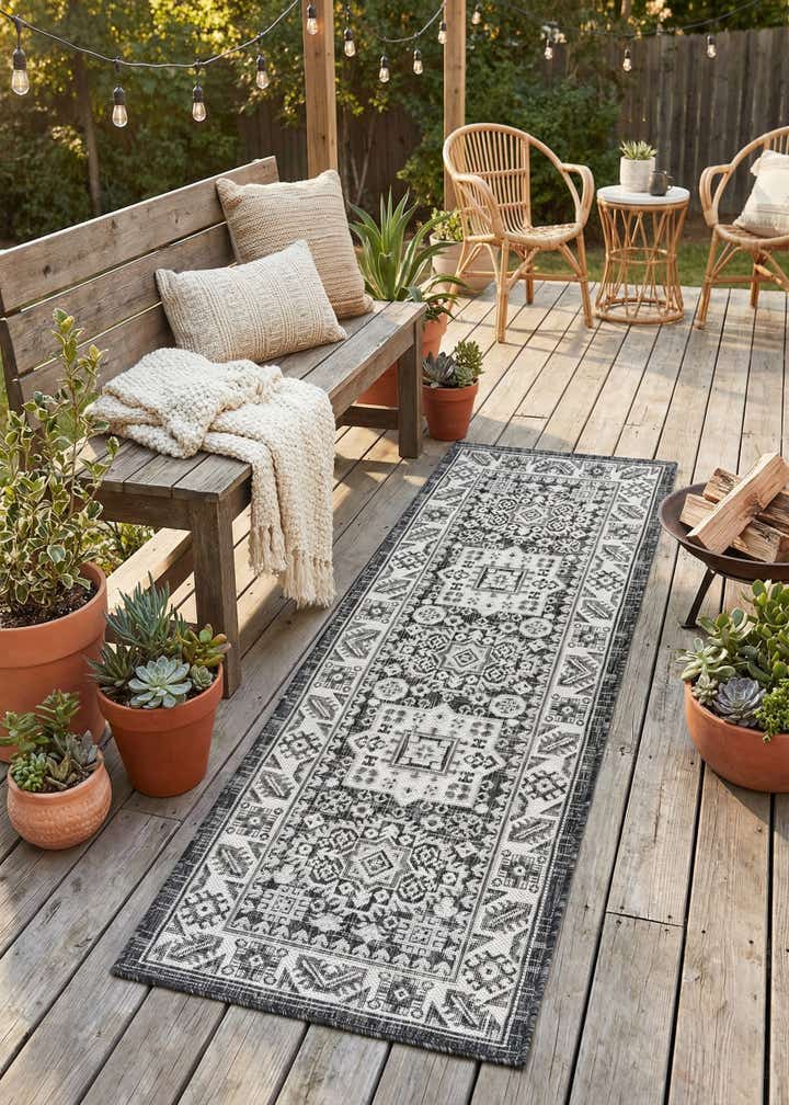 2' x 6' Easy-Clean Aztec Indoor / Outdoor Runner Rug