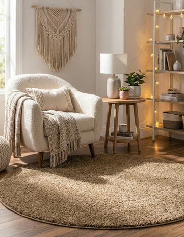 6' x 6' Soft Solid Shag Round Rug
