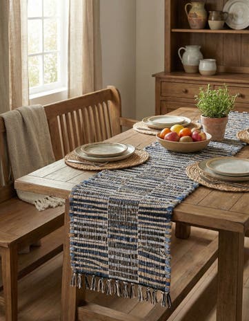 1' 2 x 6' 1 Hand Woven Chindi Jute Table Runner Rug