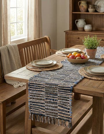 1' 2 x 6' 1 Hand Woven Chindi Jute Table Runner Rug