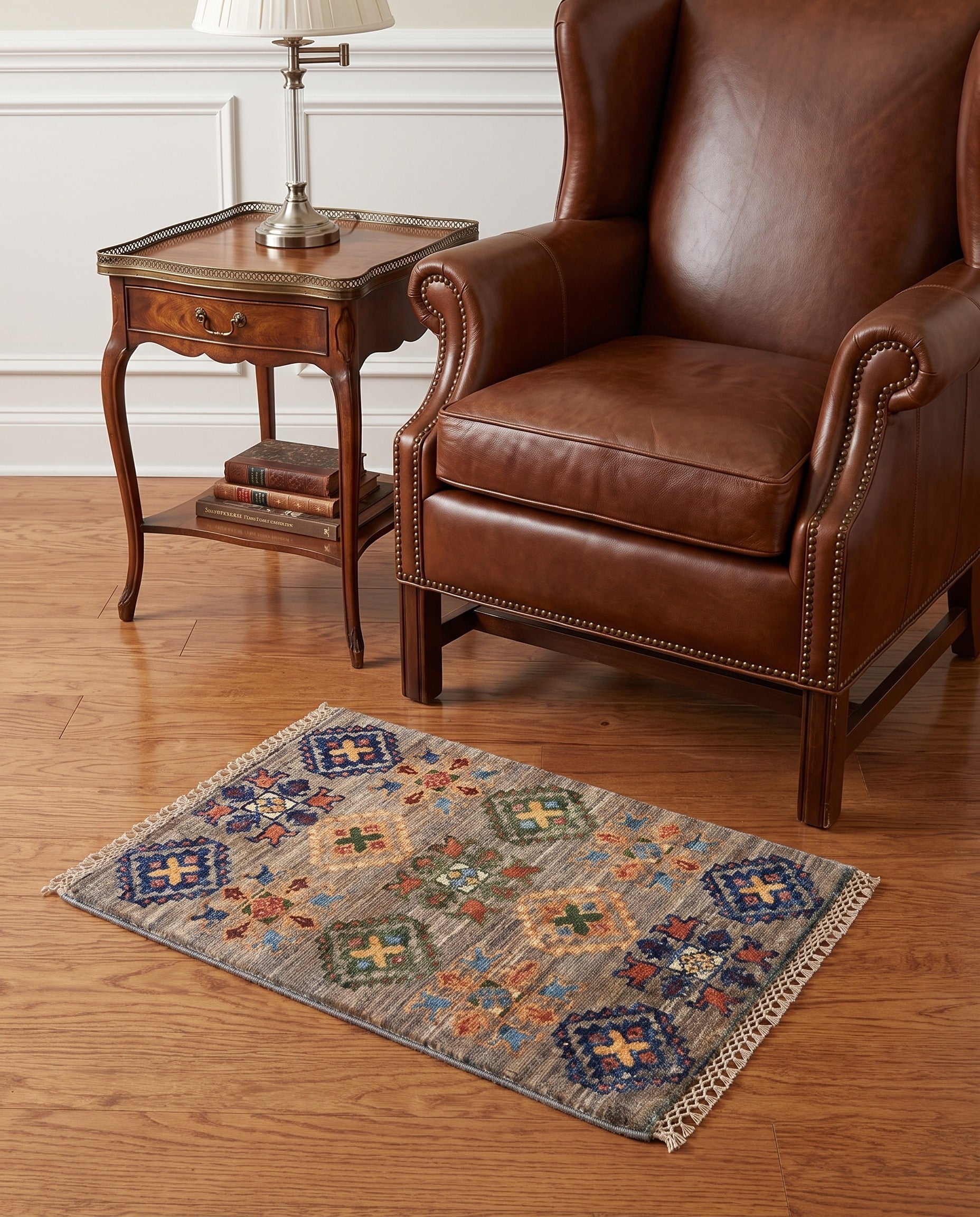 1' 4 x 2' Hand Knotted Ziegler Rug