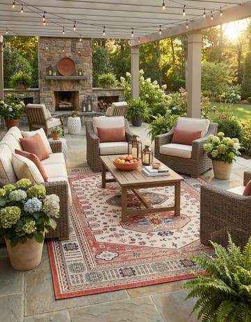 10' x 14' Easy-Clean Traditional Indoor / Outdoor Rug