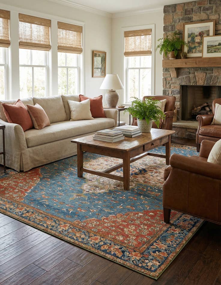 Detail image of 10' x 14'  Washable Traditional Indoor / Outdoor Rug