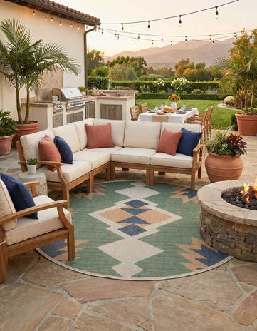 10' x 10' Easy-Clean Baja Indoor / Outdoor Round Rug