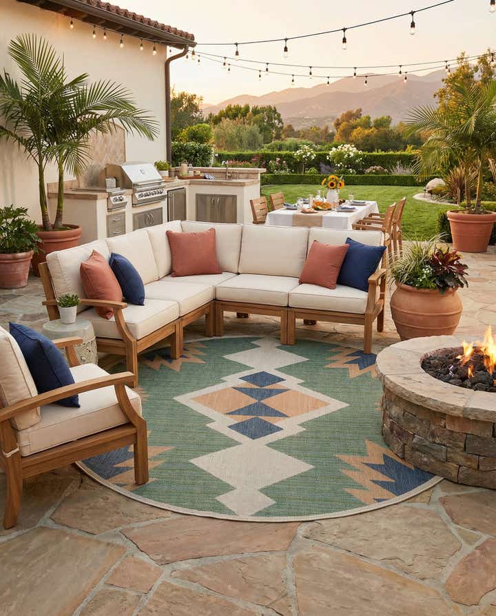 10' x 10' Easy-Clean Baja Indoor / Outdoor Round Rug