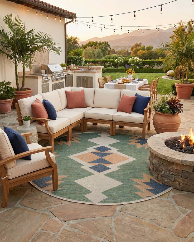 Detail image of 10' x 10' Easy-Clean Baja Indoor / Outdoor Round Rug