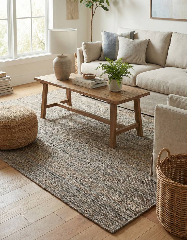 Detail image of  7' 1 x 10'  Hand Braided Jute Rug