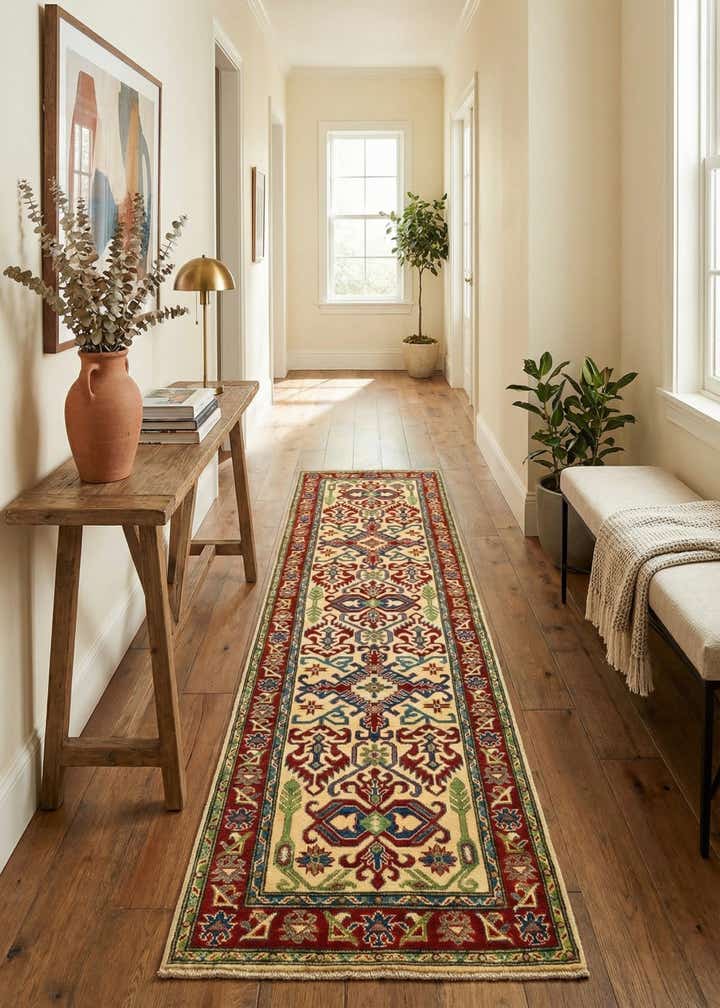 2' 9 x 9' 9 Hand Knotted Kazak Runner Rug
