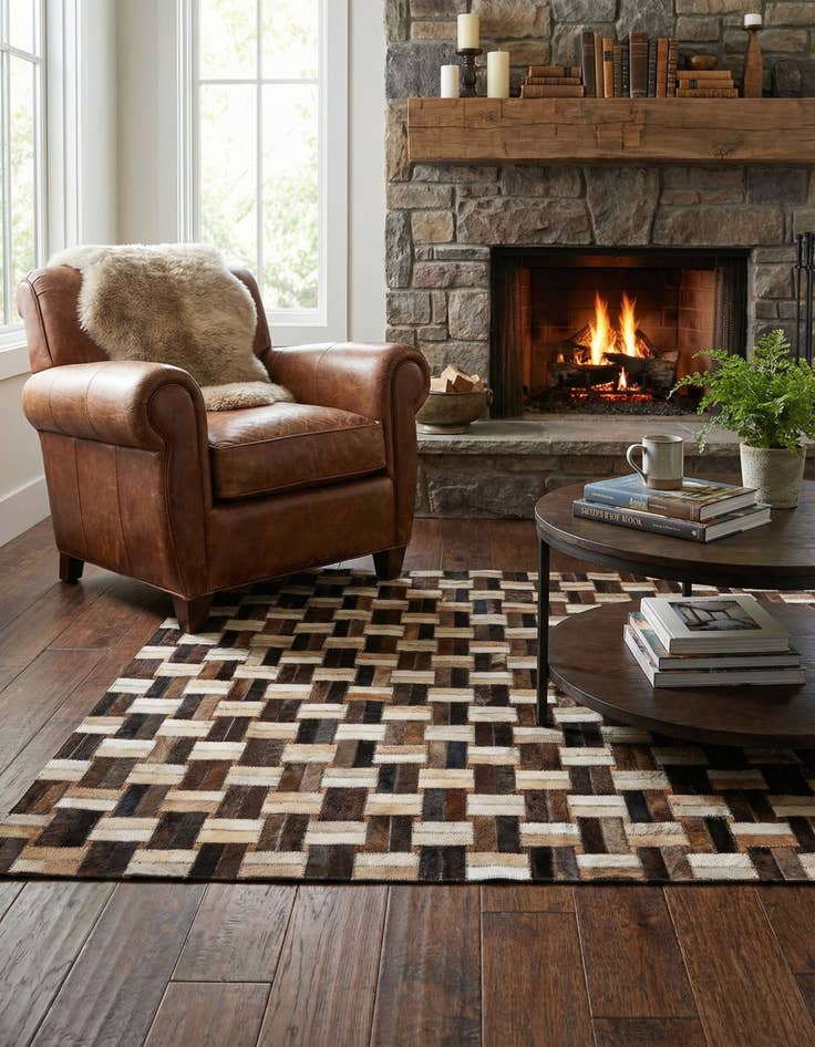 Detail image of 3' 11 x 5' 11 Cowhide - Patchwork Rug