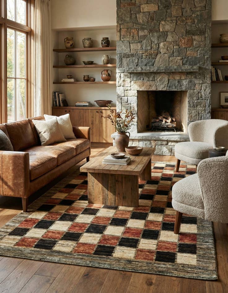 Detail image of 4' 7 x 6' 8  Hand Knotted Modern Ziegler Oriental Rug