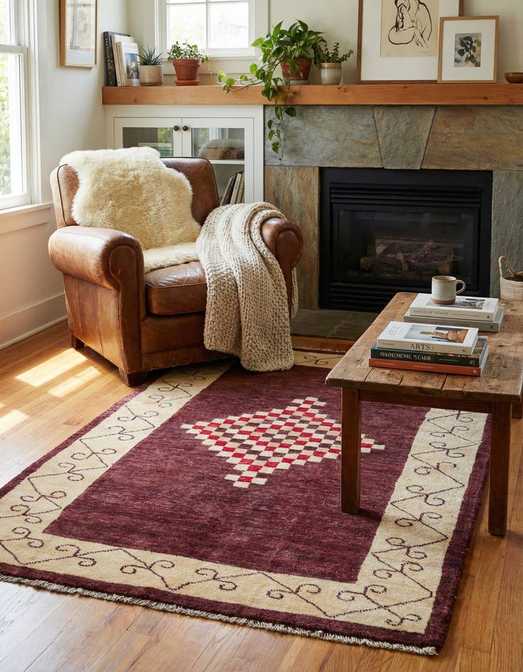 Detail image of  3' 1 x 4' 10  Hand Knotted Kashkuli Gabbeh Oriental Wool Rug