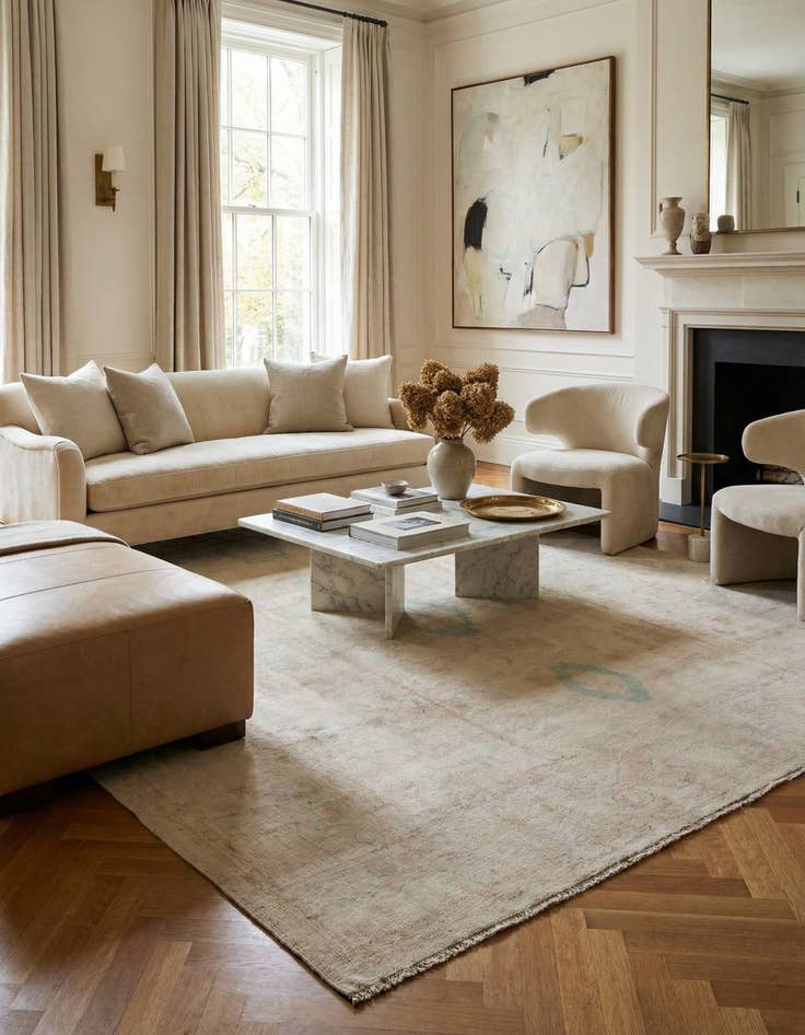 Detail image of 9' 10 x 13' 7  Hand Knotted Oushak Wool Rug