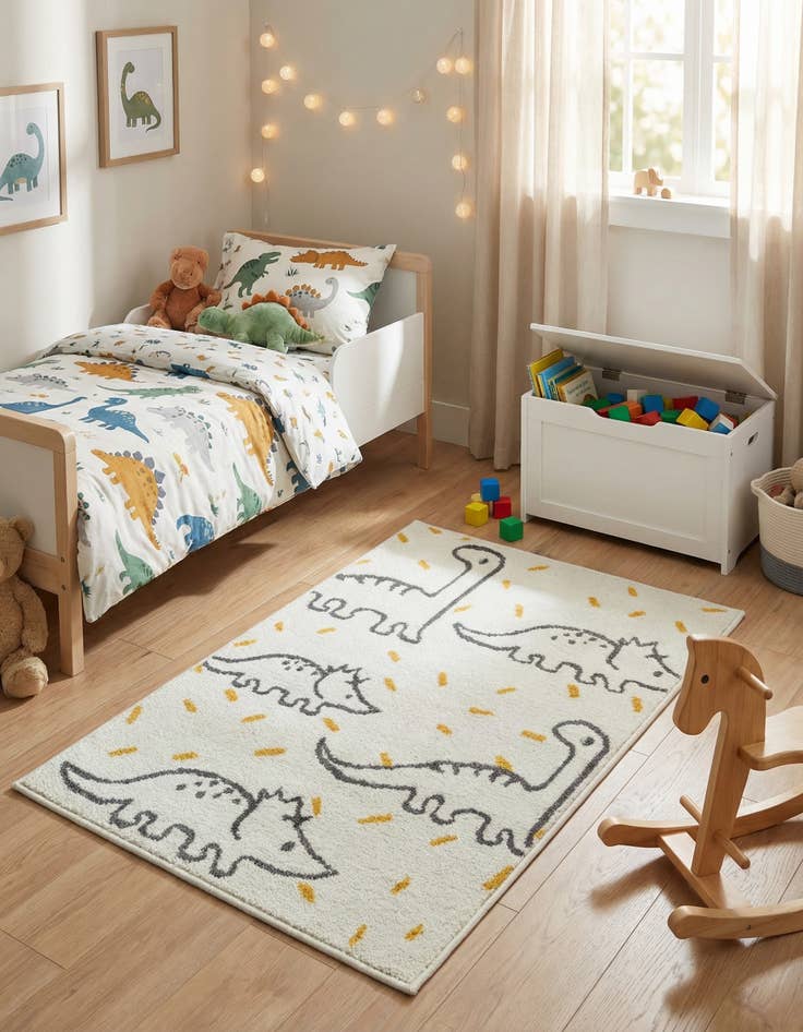 Detail image of 2' 2 x 3' 1 Dinosaur Whimsy Kids Rug