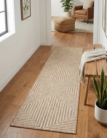 Taupe Easy-Clean Modern Indoor / Outdoor Runner Rug