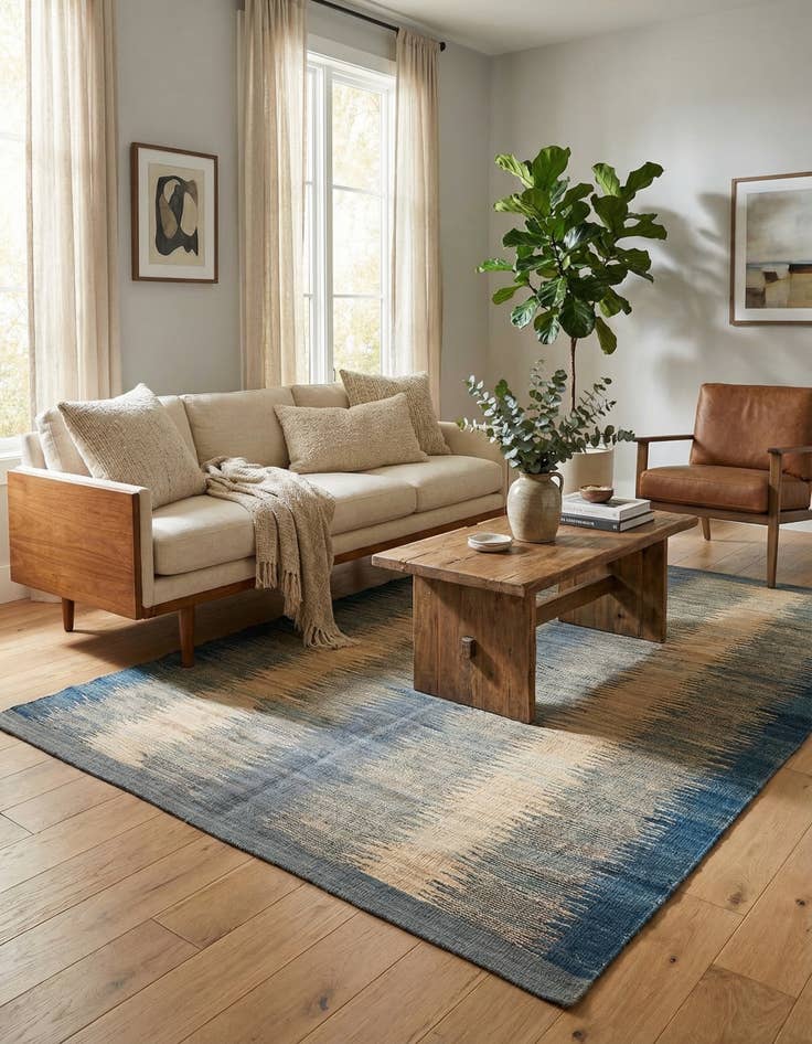 Detail image of 4' 5 x 5' 10  Hand Woven Kilim Modern Wool Rug