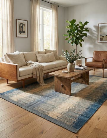 4' 5 x 5' 10 Hand Woven Kilim Modern Wool Rug