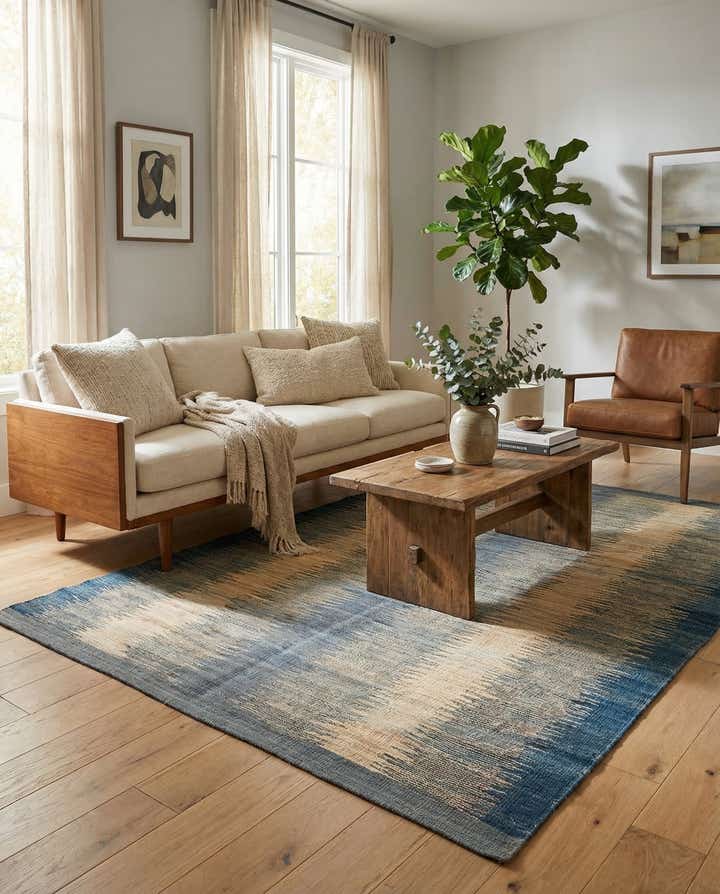 4' 5 x 5' 10 Hand Woven Kilim Modern Wool Rug