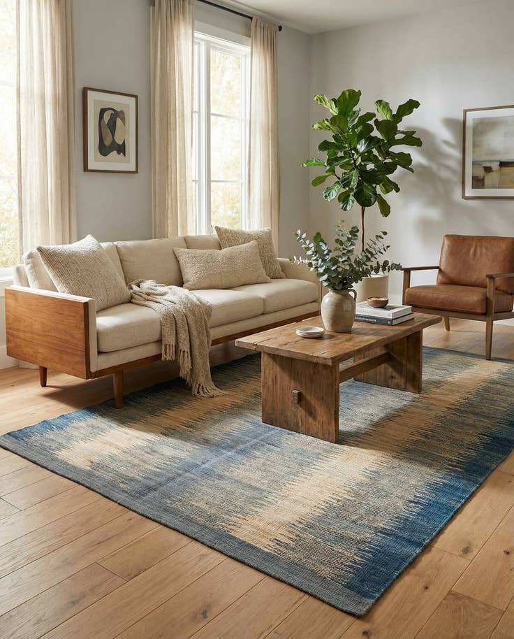 Detail image of 4' 5 x 5' 10 Hand Woven Kilim Modern Wool Rug