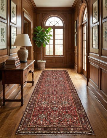 3' 10 x 10' Hand Knotted Hossainabad Persian Wool Runner Rug